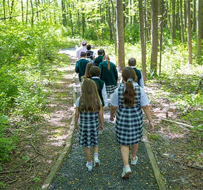Manassas Christian School, Our Campus, Students on a nature trail